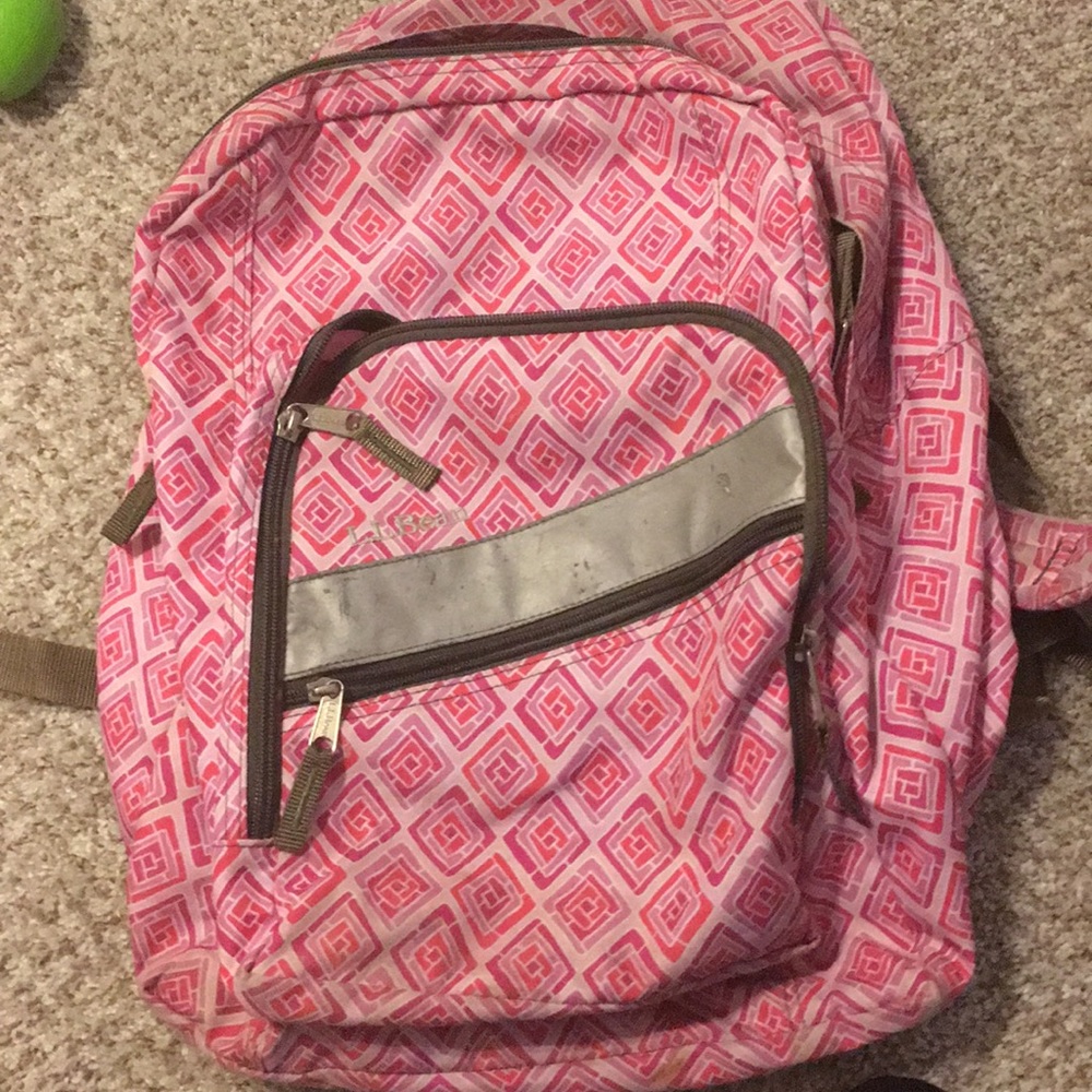 Large LL Bean pink diamond backpack